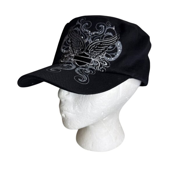 Harley Davidson Black Embroidered Lace Back Hat - Picture 1 of 7